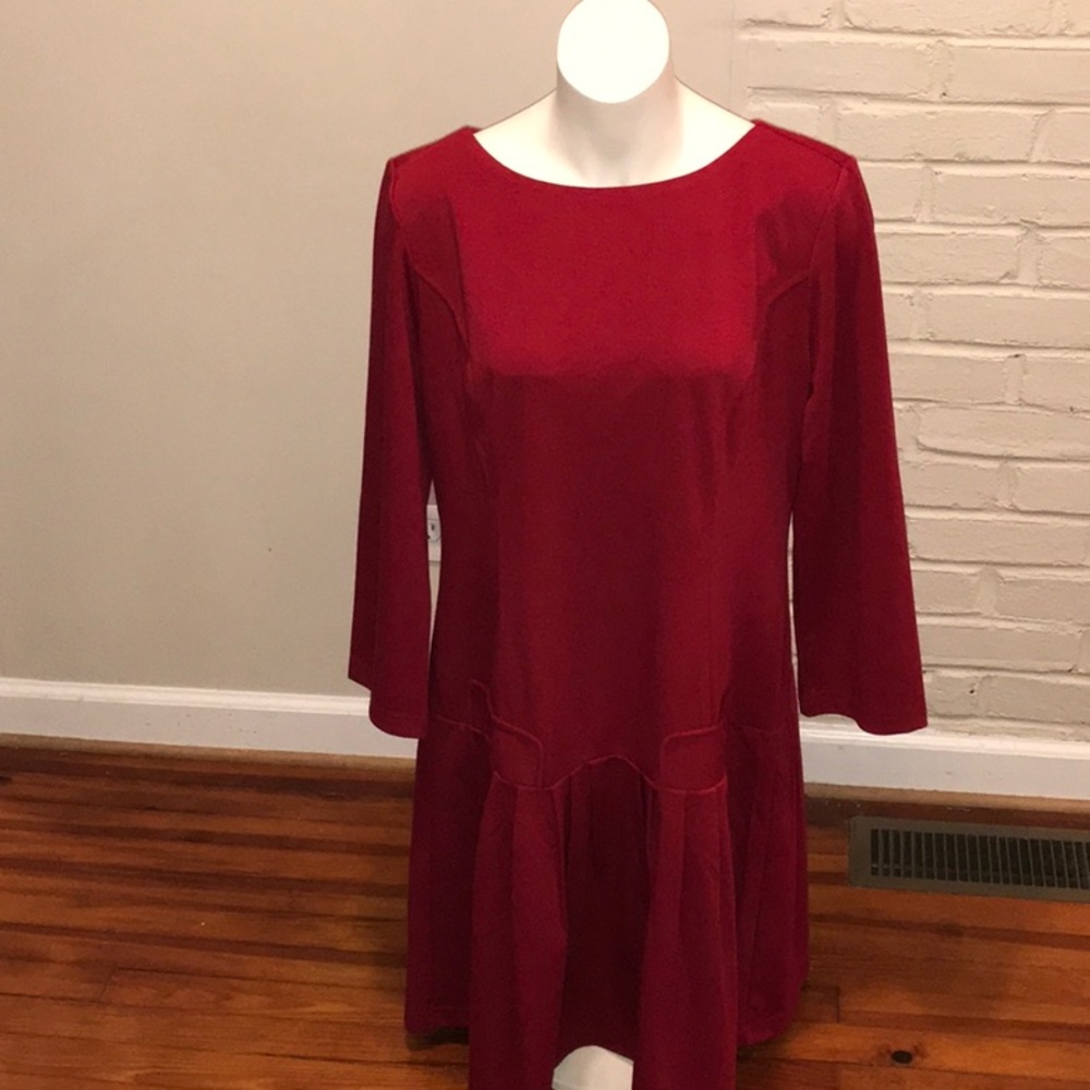Long sleeve drop waist midi dress NWT